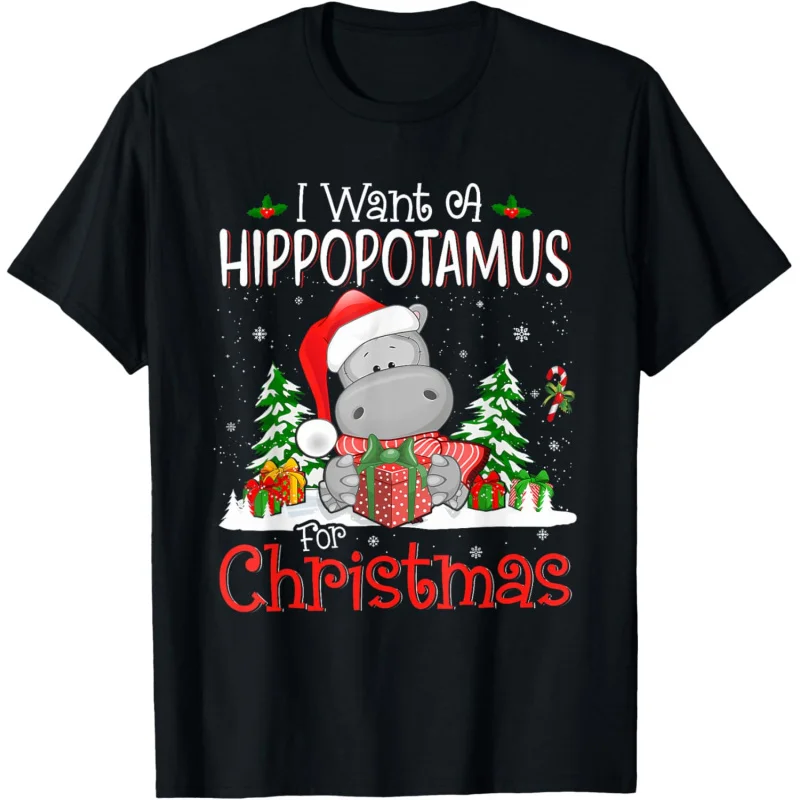 

I Want A Hippopotamus For Christmas Xmas Hippo for Kid Women T-Shirt