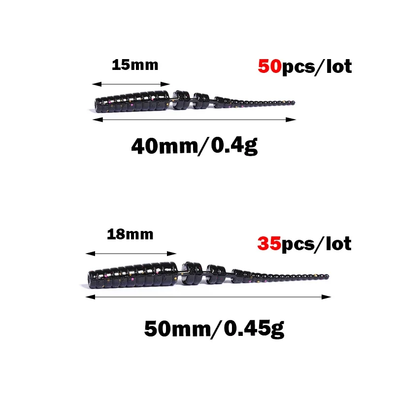 OUTKIT 4cm 5cm Fishing Soft Worm Lures Pin Tail Ice Fishing Bait Soft Polaris Sinking Lure Pesca Cheap Silicone Fishing Tackle