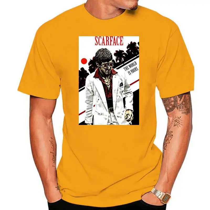 Scarface V2 Movie Poster 1983 T Shirt Dtg White All Sizes S-3Xl Adults Casual Tee Shirt