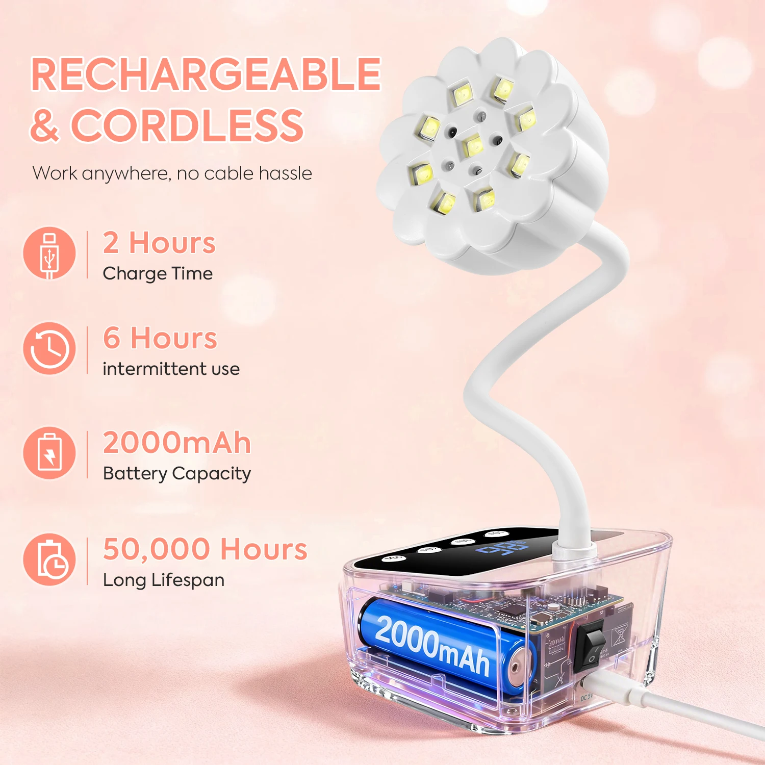 27W professionele nagellamp sneldrogende LED UV-nageldroger met automatische detectie 4 timerinstellingen 360 °   Buigbare tafellamp voor manicure