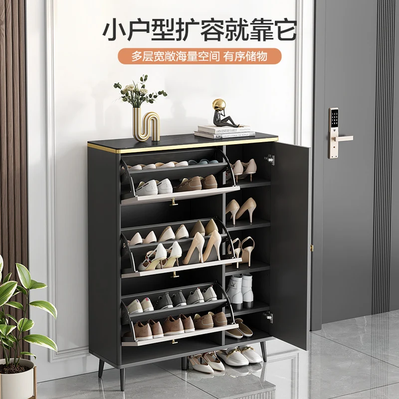 Italian rock slab tipping bucket shoe  Modern foyer cabinet Multi-layer porch cabinet Large capacity household door