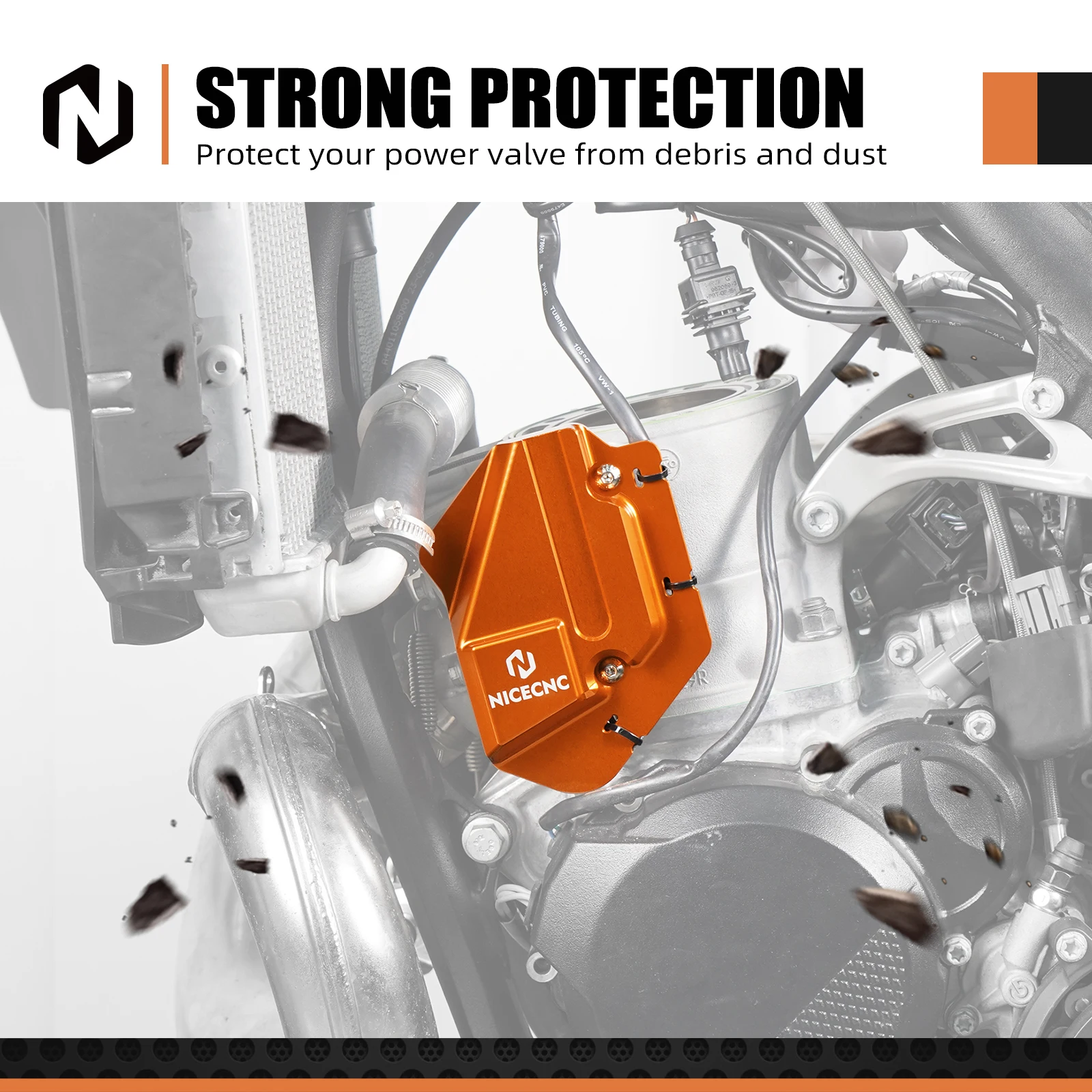 NICECNC For KTM EXC 300 2024 Left Power Valve Cover Guard EXC 250 XCW 300 XC-W 250 2024 SX 125 SX250 SX300 XC300 XC250 2023-2024