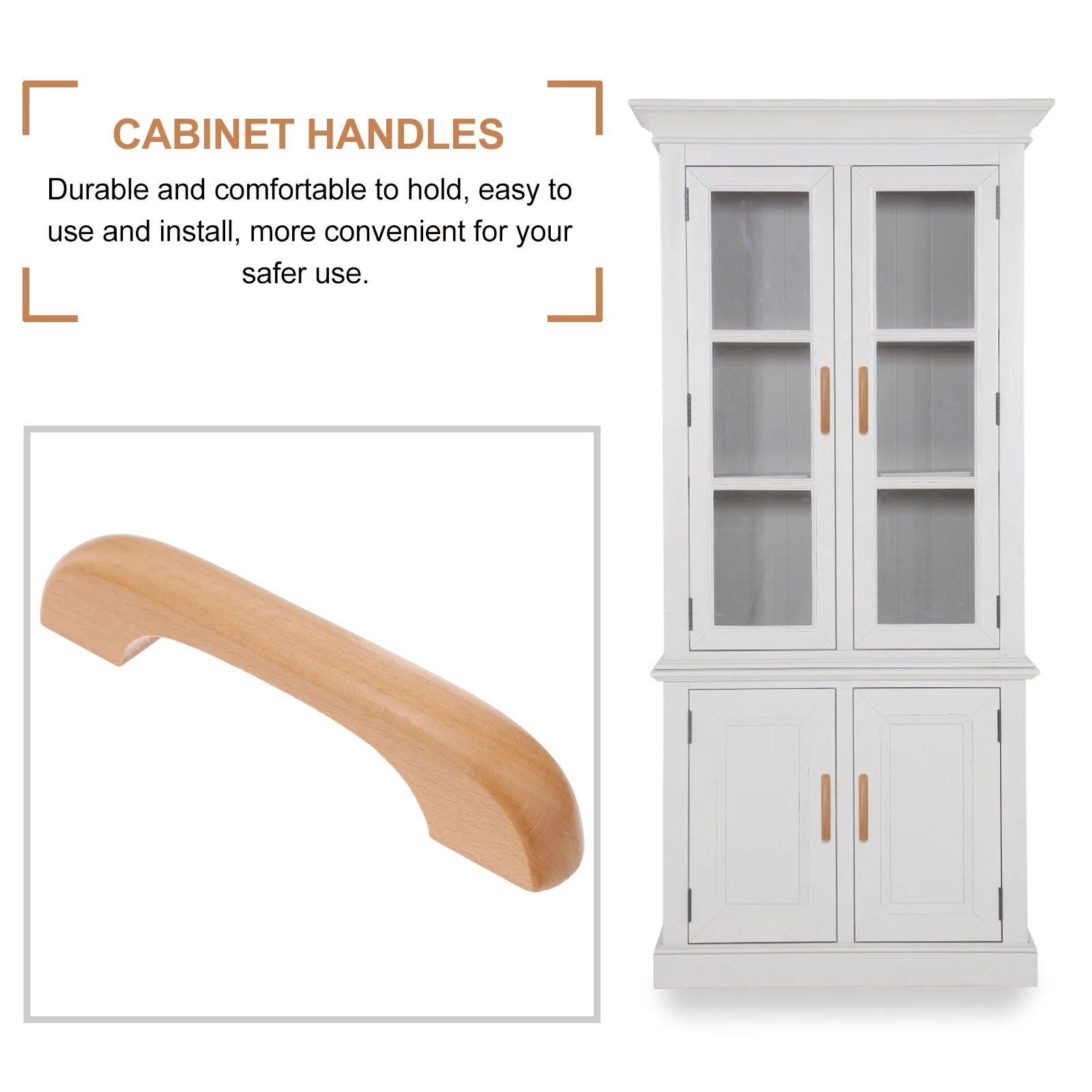 

4Pcs Wooden Cabinet Door Handles Made of Sturdy Beech Material Smooth Surface Drawer Pulls for Kitchen Wardrobe