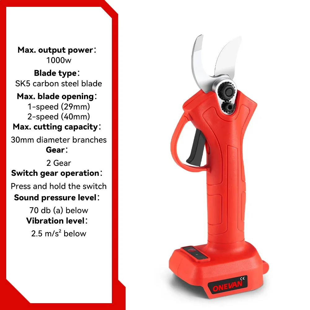 Imagem -02 - Brushless Elétrica Tesoura de Poda Gear Recarregável sem Fio Pruner Ferramenta Elétrica de Ramos Makita 18v Bateria 30 mm