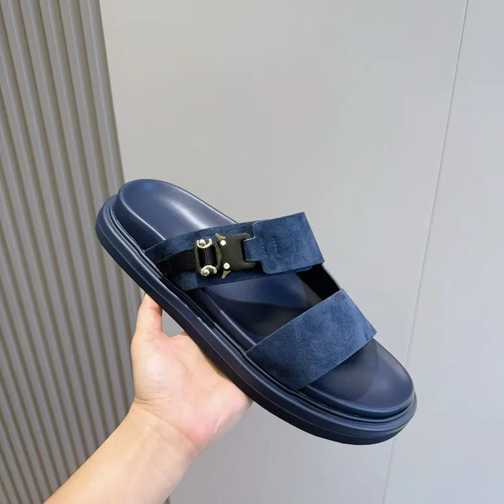 2026 New Top Quality Men's Suede Slide Sandals Casual Flat Slippers for Summer