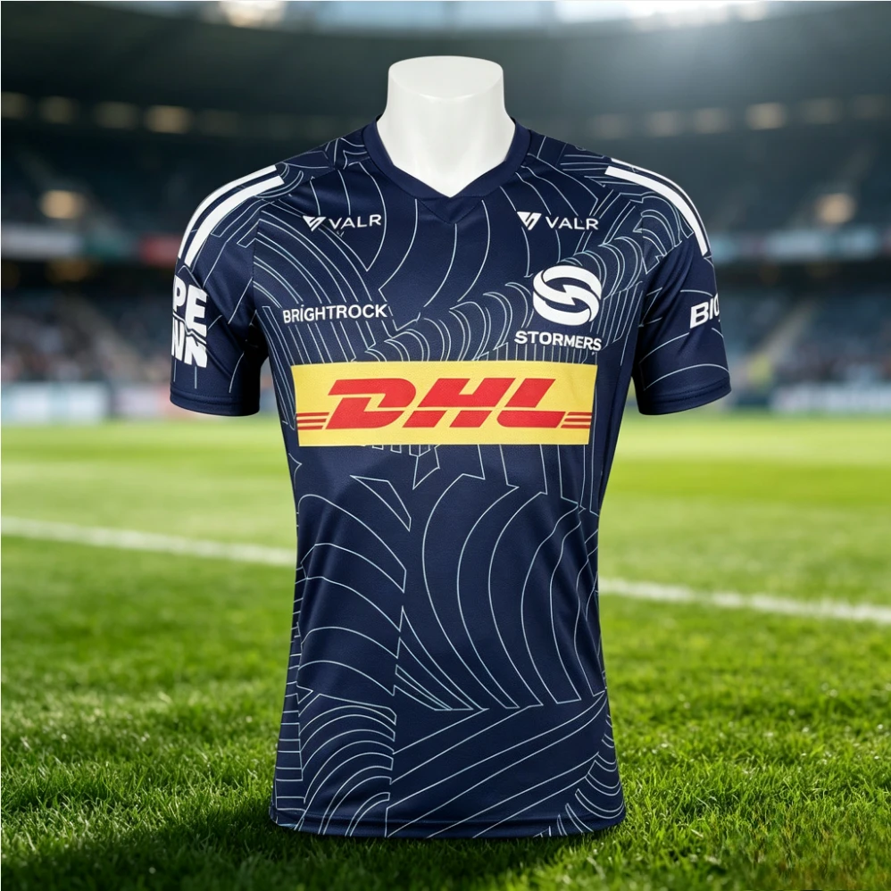 2026 DHL Stormers Home Rugby Jersey Men Short Sleeve Super Rugby Football Shirt Quick Dry Sports Fans Training Uniform