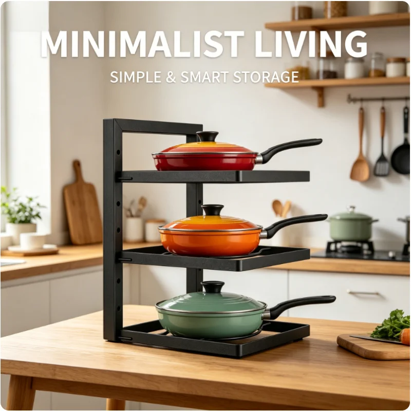 Adjustable Height Under Sink Organizer Heavy Duty Kitchen Rack Storage Shelf for Pots Pans Cookware Dishes Cabinet Organization