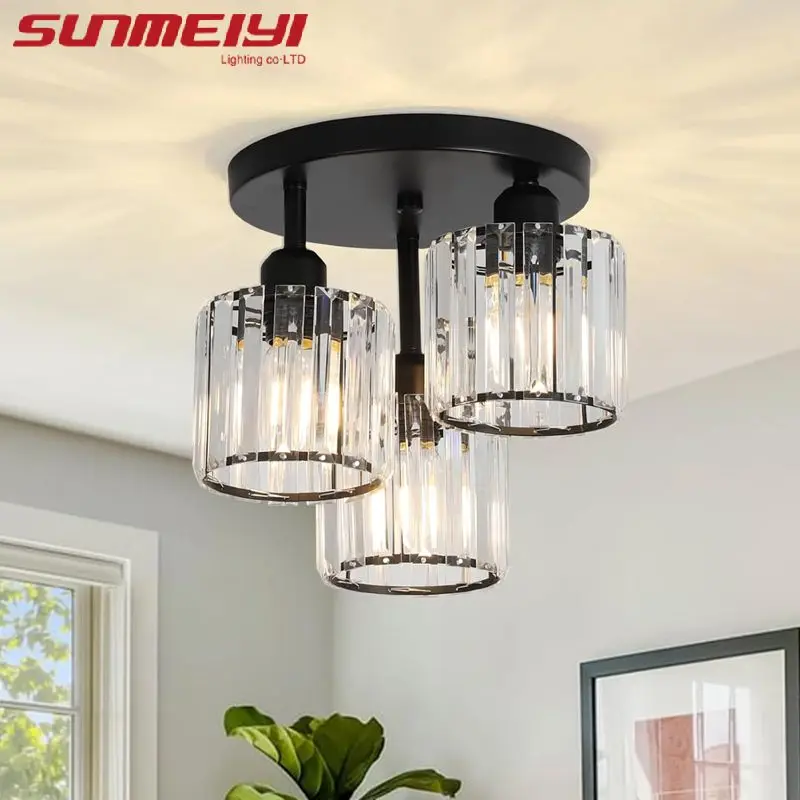 Crystal Ceiling Lamp Modern Lamp Black Kitchen With Transparent Lampshade Corridor Dining Room Entrance Bedroom Lamp