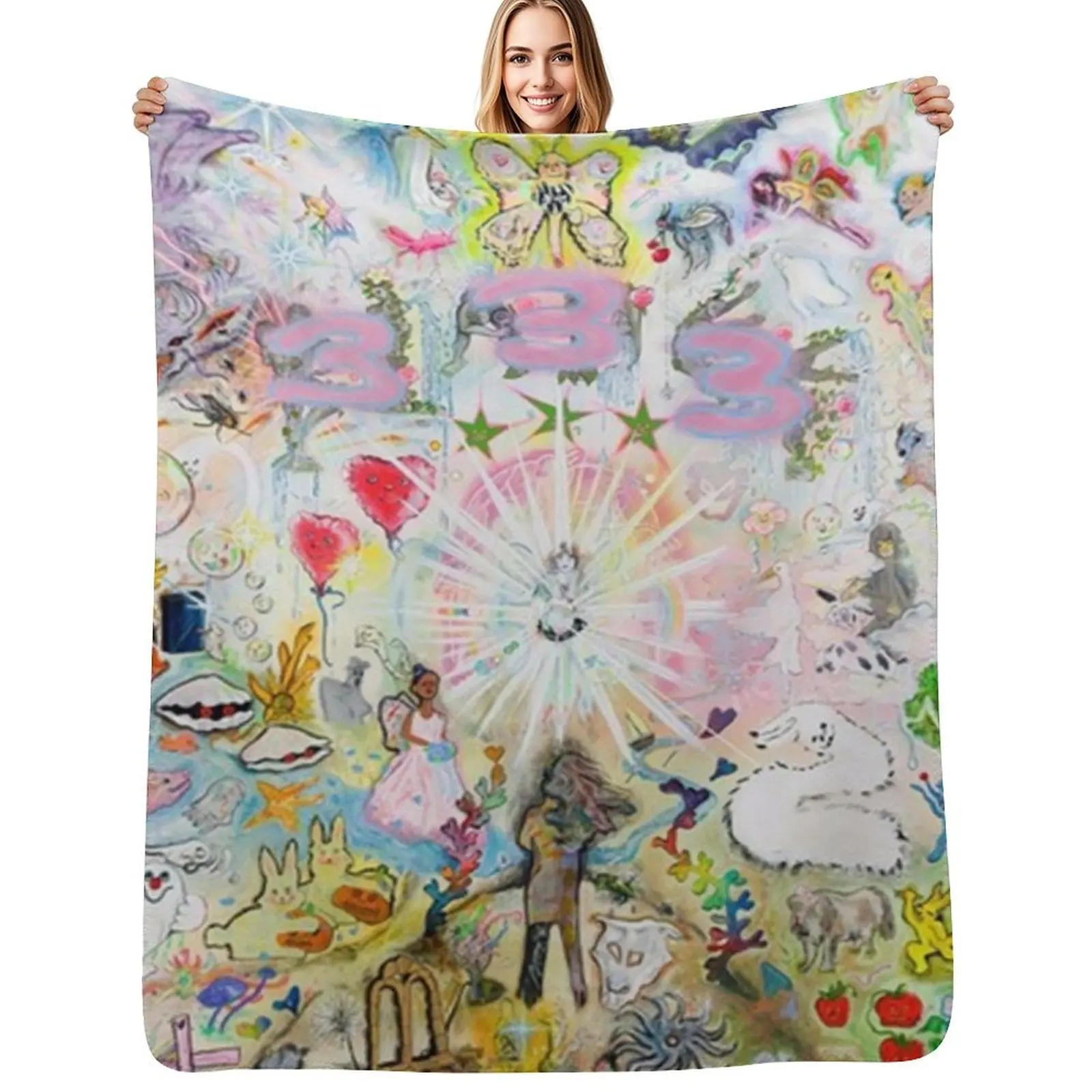

333 bladee album cover Throw Blanket Soft Cozy Blanket for Pet Kids Adults