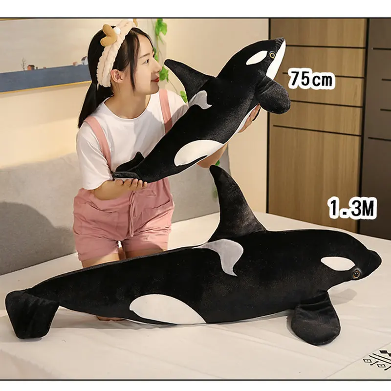 40-130CM Simulation Killer Whale Plush Toys Stuffed Orcinus Orca Fish Doll Shark Cartoon Soft Sleep Pillow Kids Girls Baby Gift