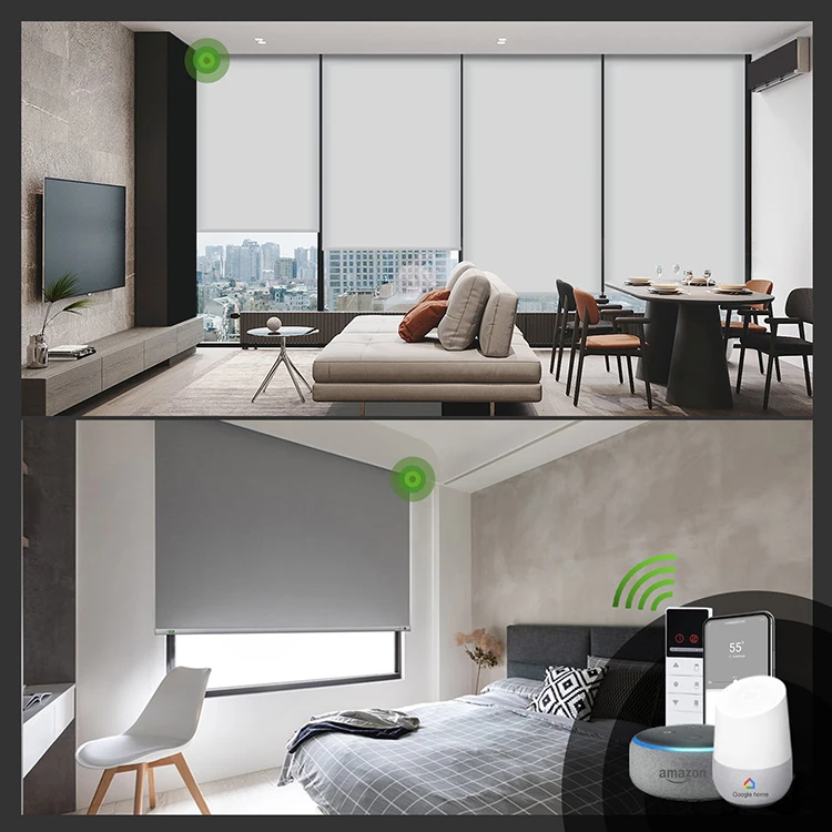 ZSTARR Manufacture Wasserdichte, integrierte Smart Alexa Bluetooth Wifi Tuya Zigbee motorisierte Verdunkelungsfenster-Rollschirme, Jalousien