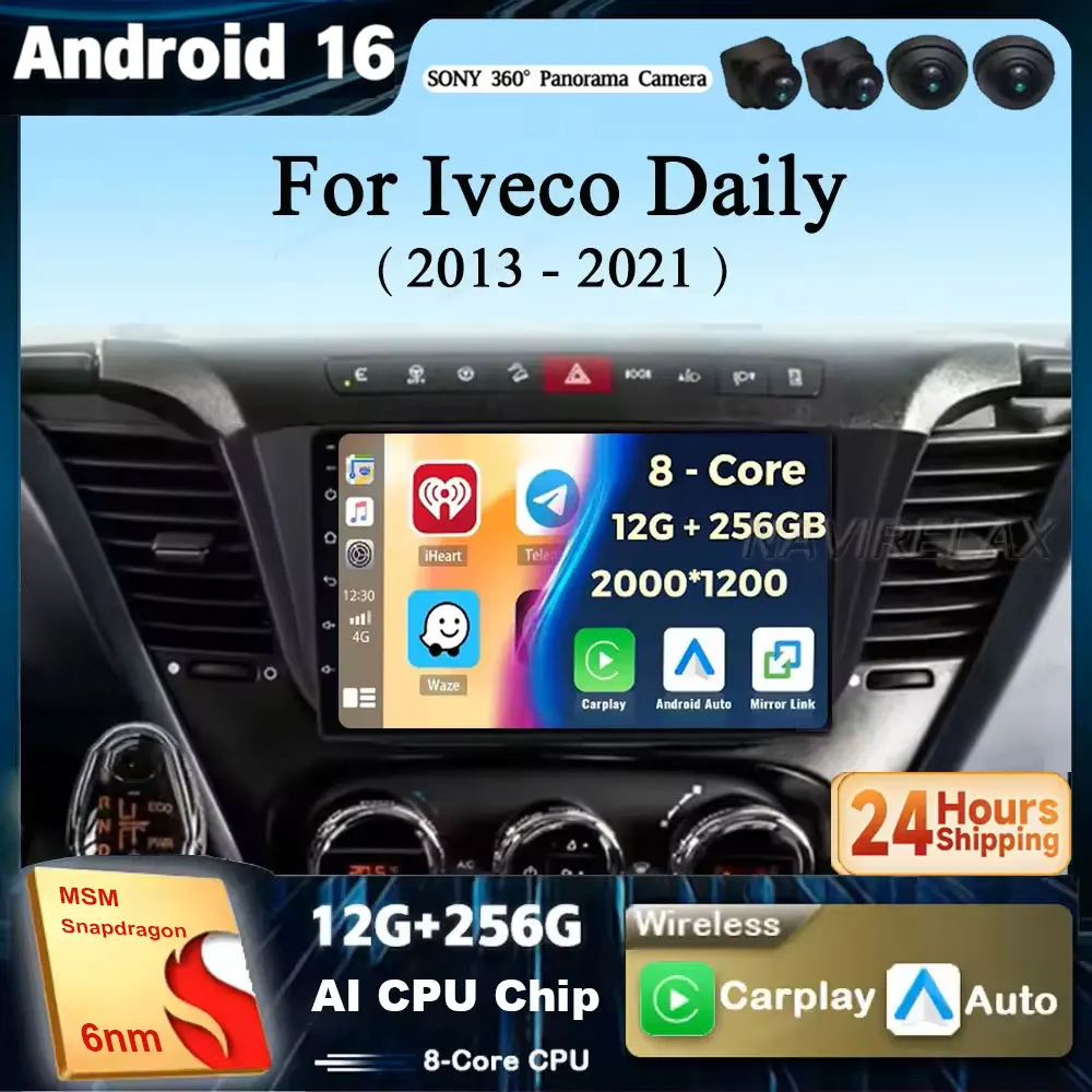 Android 16 WIFI+4G 360-Grad-Kamera Carplay Auto Für Iveco Daily 2013 2014 2015 2016 2017-2021 Autoradio Multimedia-Player GPS-Stereoanlage