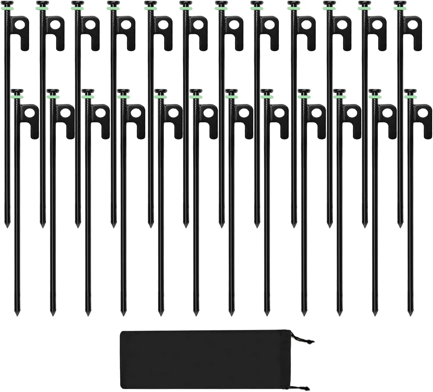 

24 шт. прочных колышков для палаток, 12 дюймов, из кованой стали, для каменистой местности, лугов, пустынь, с чехлом для хранения