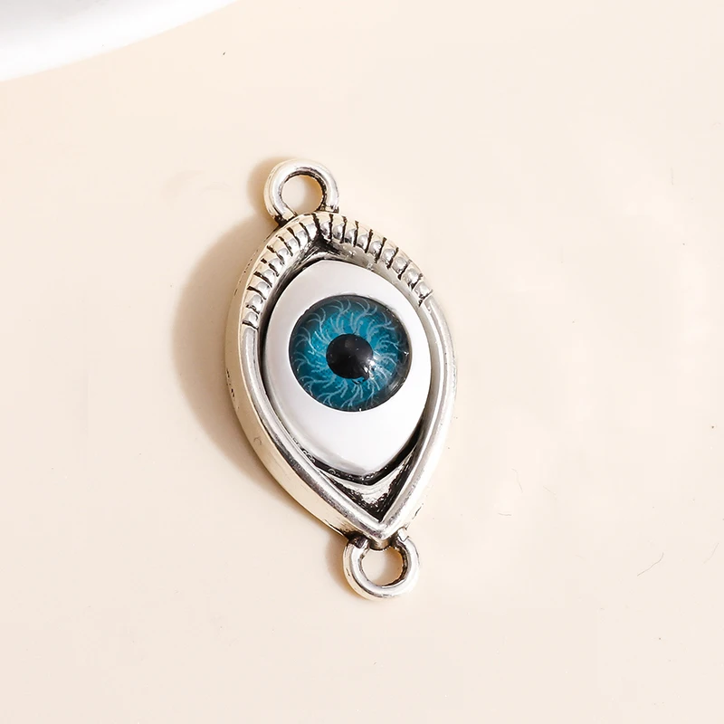 Leslie 8 Stück 15*30mm Antiksilberfarbene Blaue Augen-Anhänger für Halsketten, Armbänder, Ohrringe, DIY-Schmuckherstellung. – Detail 3