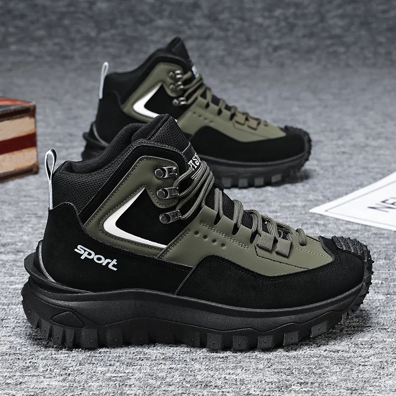Autumn New High-Top Plus Size Casual Sports Shoes, Outdoor Hiking Boots, Comfortable Thick Sole Lightweight Casual Walking Shoes, Suitable for All-Season Daily Outdoor Activities, Walking And Travel, Mountaineering, Camping Gear