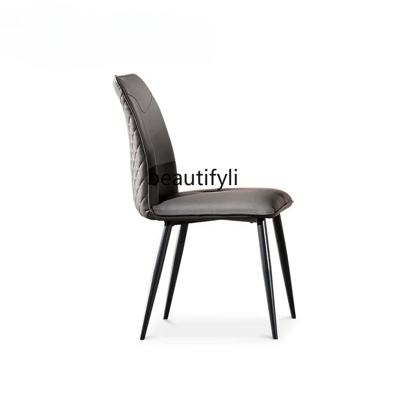Q181  Minimalist Dining Chair Leather Non-Armrest Soft Bag Armchair Italian Light Luxury Home Chair