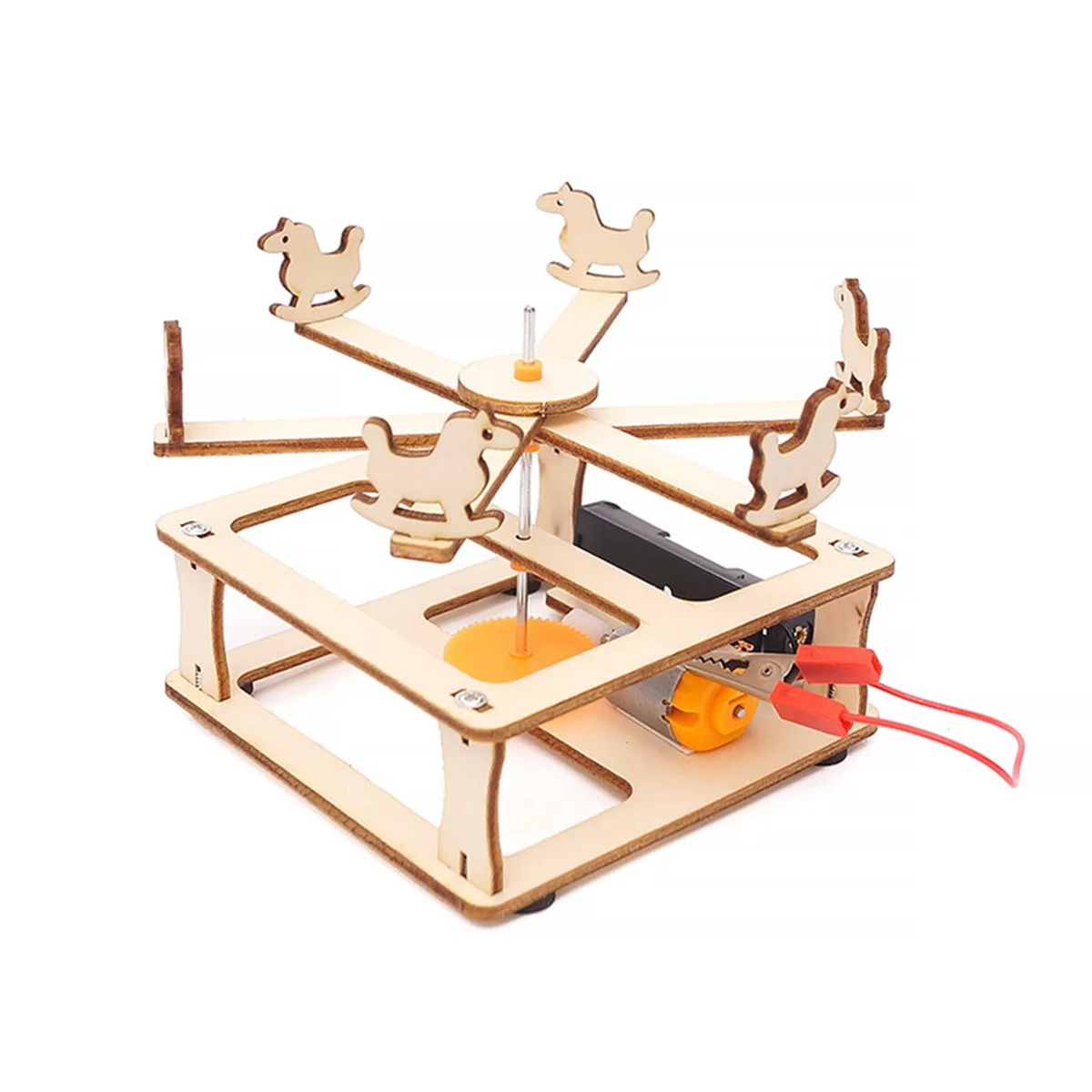 CYL-Carousel DIY Science Set Wooden Puzzle Craft Technology Experiment Kit for Students Children Gift