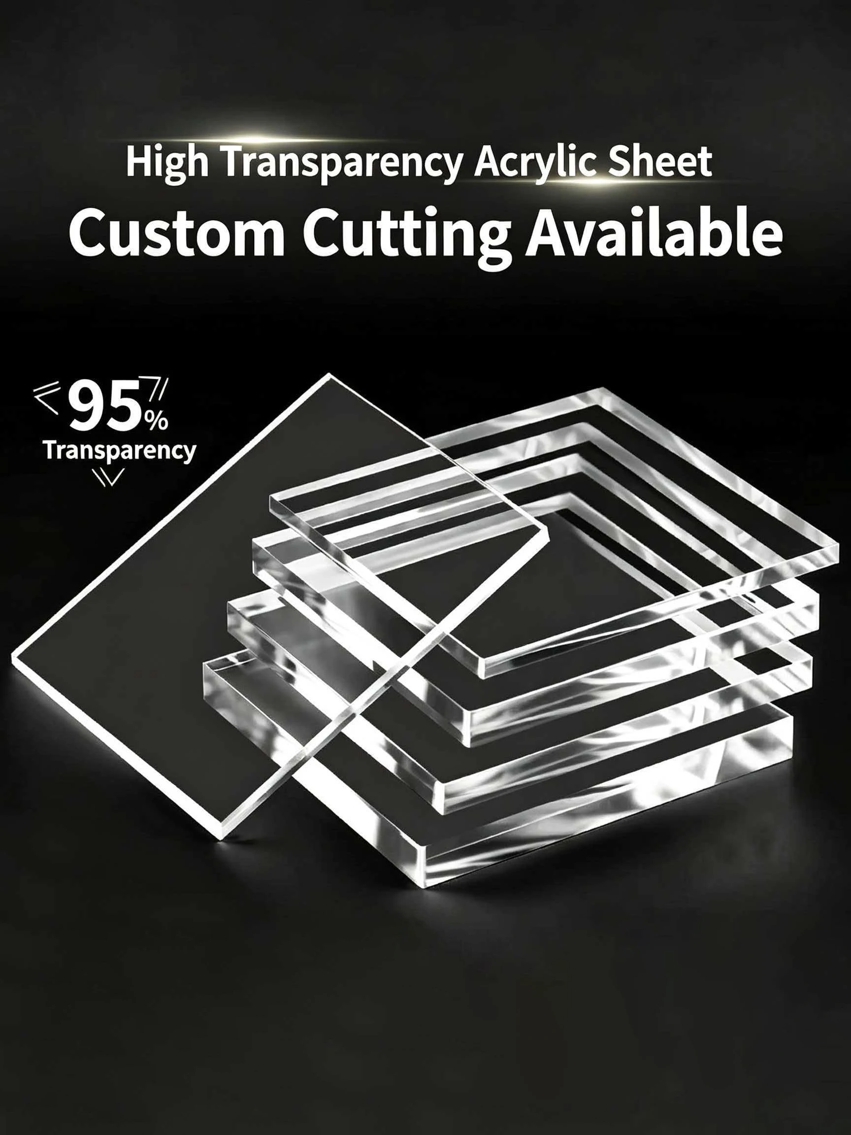 1Pcs Thickness 1-20mm Clear Acrylic Sheet Transparent Plastic Board for Picture Frame Glass Replacement Project Display Painting