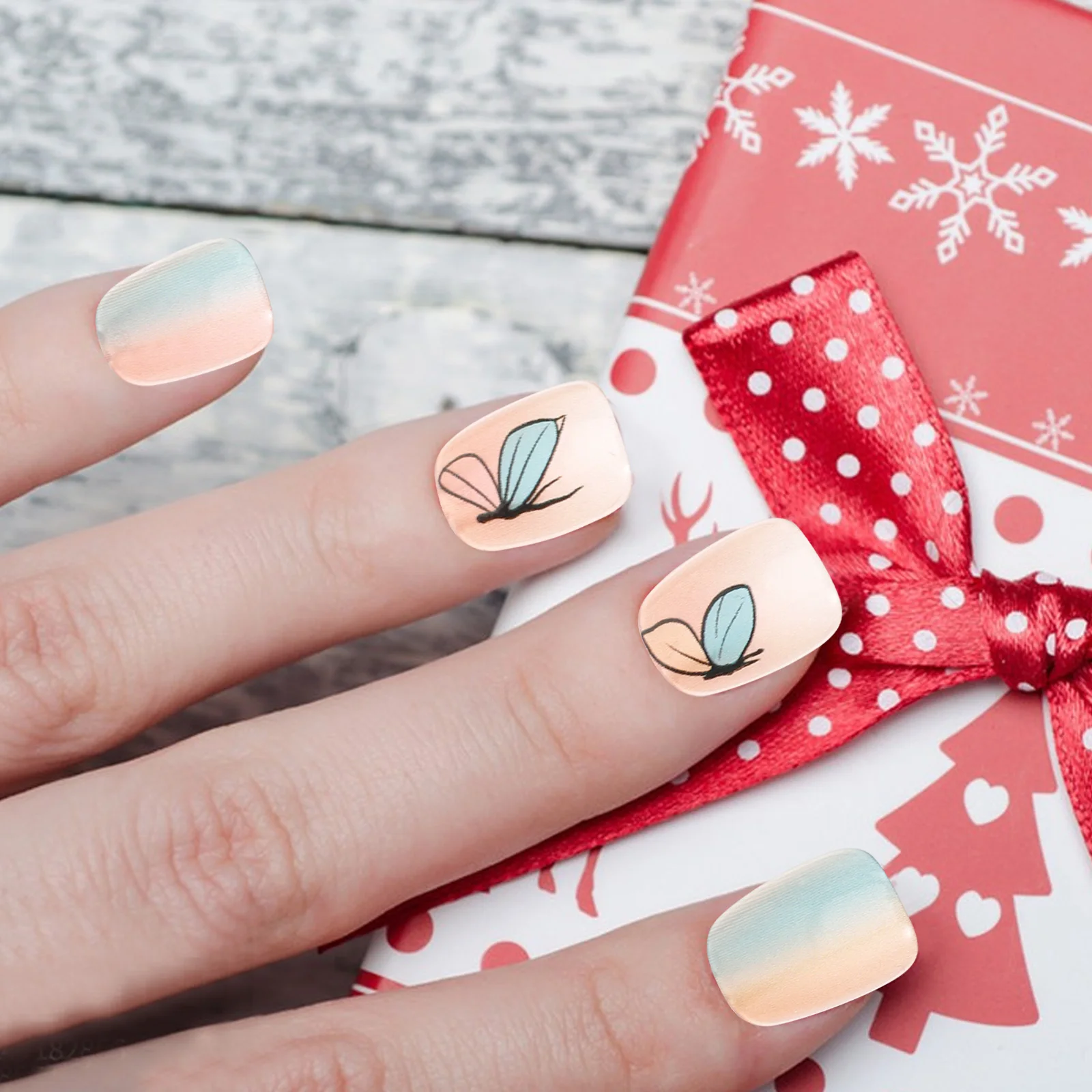 

Butterfly Cat Eye Nail Pieces Press On Nails Short Fake Full Coverage Art Display Professional Resin Plastic Tips Versatile