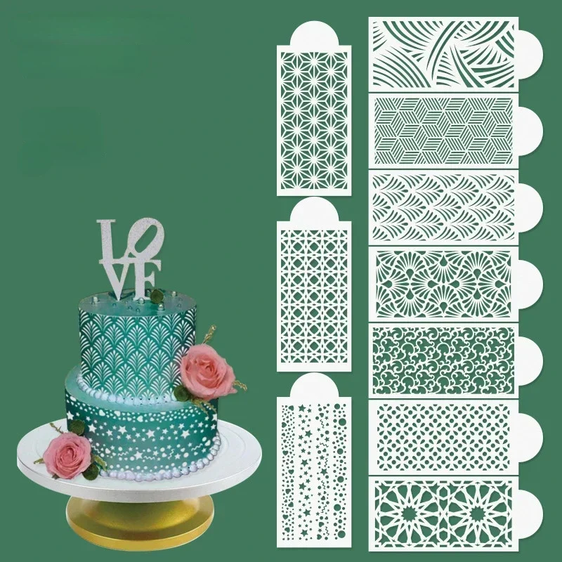 Functional Wedding Cookies Stencil Template Cake Decorating Tools Wedding Lace Fondant Plastic Drawing Biscuit Cookies Stencils