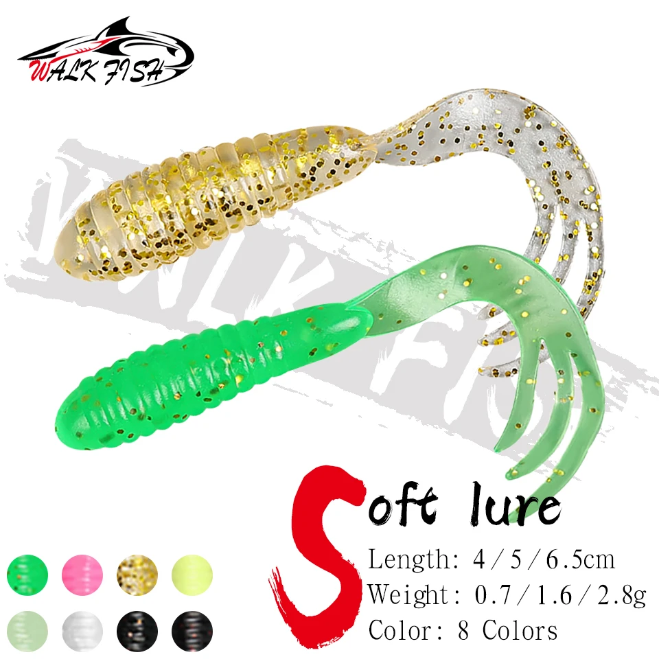 WALK FISH 10 Stück/Set Weiche Silikon-Angelköder Minnow Salzwasser Süßwasser Würmer Wobbler Künstliche Schwimmköder Bass-Angelzubehör Jigs