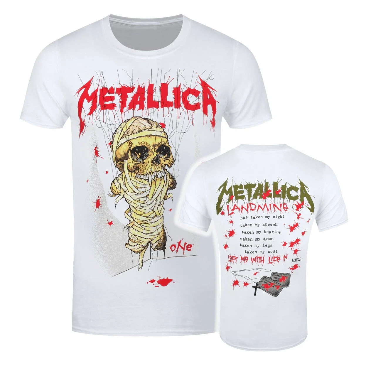 

Metallica One Landmine Rock Band Graphic Print Men's and Women's Loose Short Sleeved T-shirt for Casual Wear, Luxury Clothing