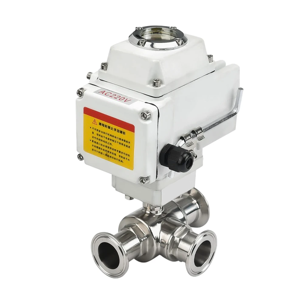 

32mm 3 Way Sanitary High Platform Electric Ball Valves 220V 110V 12V Stainless Steel Tri Clamp Ferrule Type Motorized Ball Valve