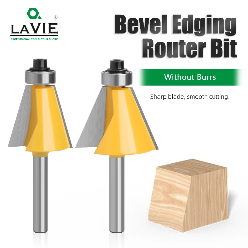 

Фреза LA VIE MC01027, 1 шт., хвостовик 1/4 дюйма, 15 градусов, 22,5 градусов, фаска, фреза для отделки кромки бит, для древесины, деревообработки