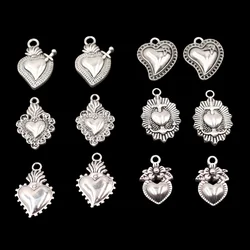 30pcs Mixed Silver Plated Cute Mini Catholic Sacred Heart Alloy Pendant DIY Charms Bracelet Earrings Jewelry Making P787