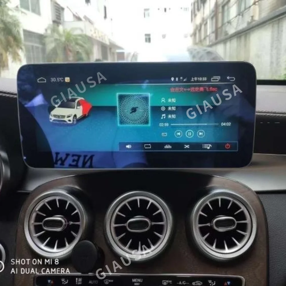 12.3 นิ้ว QLED รถวิทยุ CarPlay Android 14 สําหรับ Mercedes Benz GLC C Class 2015-2019 เครื่องเล่นมัลติมีเดีย GPS Navigation HEAD UNIT