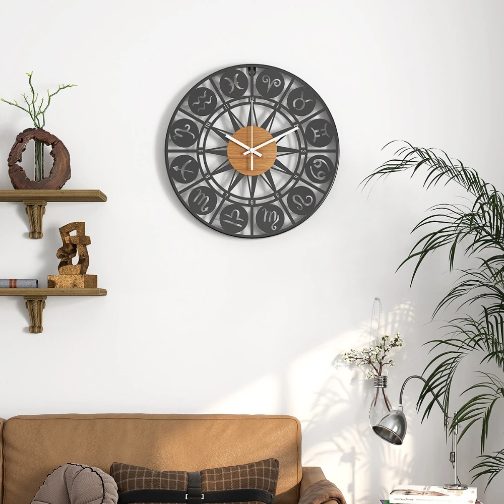 Twelve Constellations Iron Art Digital Personality Simple Wall Clock Home Silent Clock Modern Design Decorative Metal Wall Watch