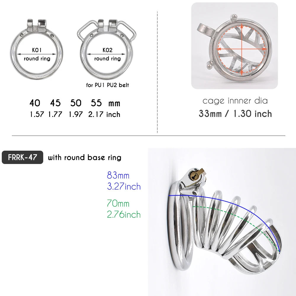 FRRK Big Chastity Cage Metal Penisring Adjustable Chastity Band Belt Male for Men Stainless Steel Lock Cock Cage Sex Shop