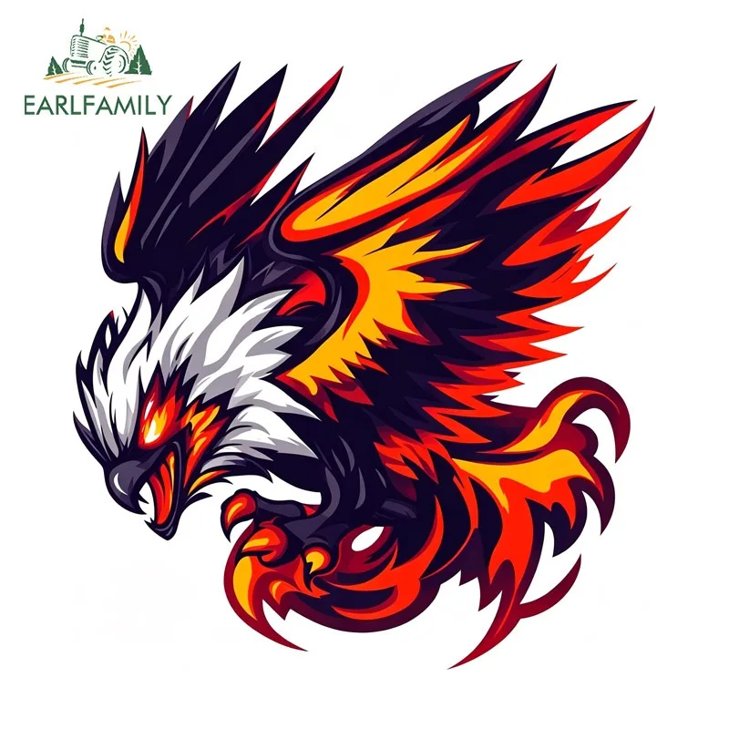 EARLFAMILY Fire Eagle Car Sticker Amusing Motorcycle Helmet Truck Electric Bicycle Vinyl Decals Scratch Proof Car Accessories