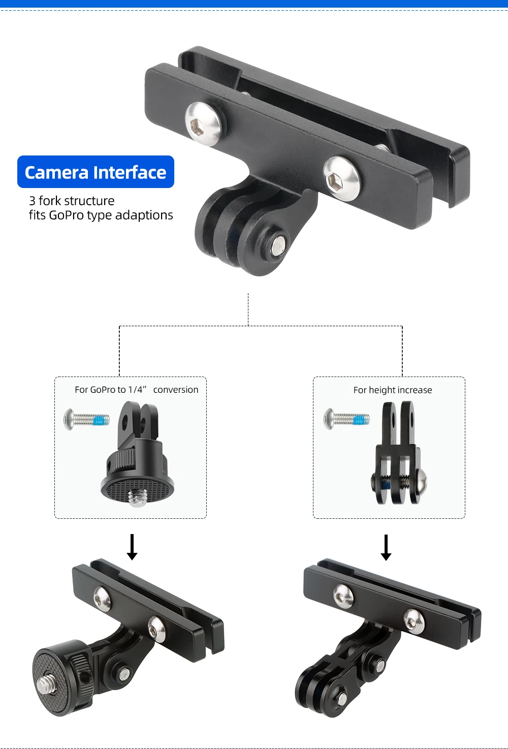 Deemount Fahrrad Sattel Schiene Mount Adapter Rücklicht Halterung MTB Fahrrad Sattelstütze Basis Halter Passt Rücklicht Gopro Sport Kamera – Detail 6