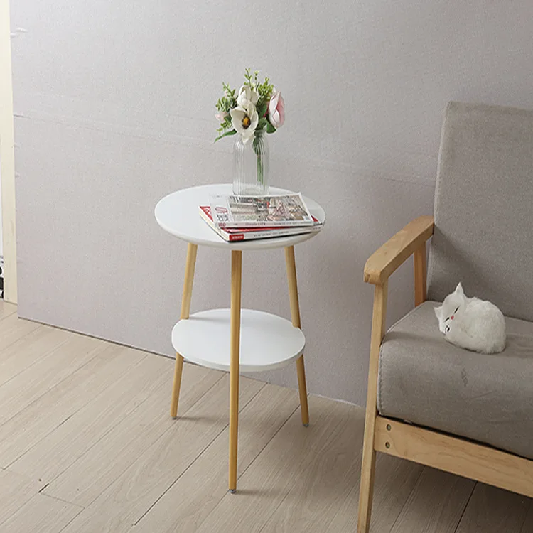 Nordic Double Decker Small Round Table Balcony Small Coffee Table Simple And Casual Corner Table Painted Small Round Table