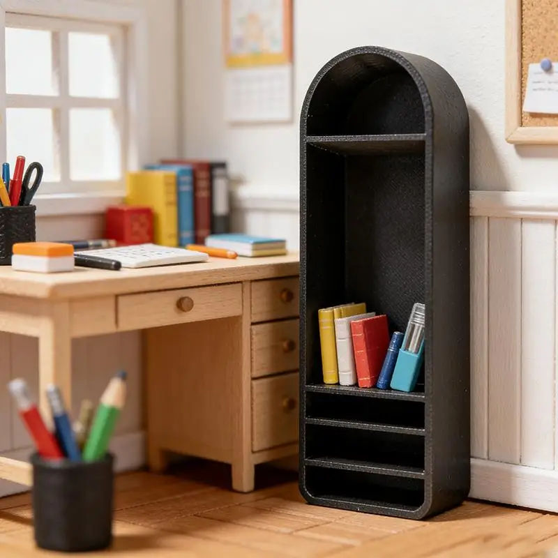 

1Pcs 1:12 Dollhouse Miniature Arched Storage Cabinet Creative Home Organizer Shelf for Playroom Decoration