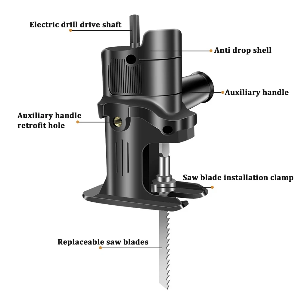 Portable Reciprocating Saw Adapter Electric Drill Modified Electric Saw Conversion Head for Wood Metal Cutting Tool