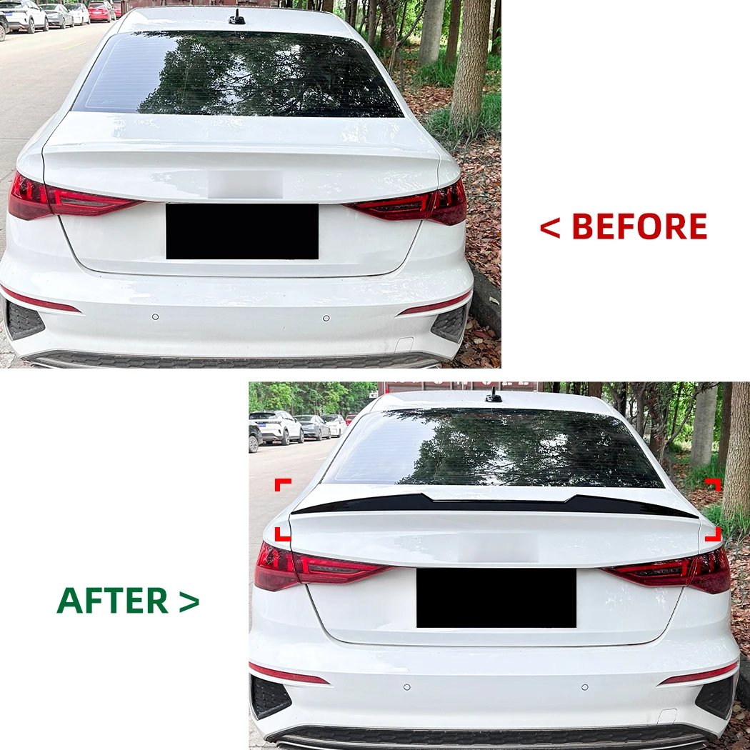 Car Rear Spoiler Wing Trunk Lip Tail Trunk Spoiler Trim For Audi A3 S3 RS3 8Y 2021+ Sedan Blade Style Cars Exterior Parts