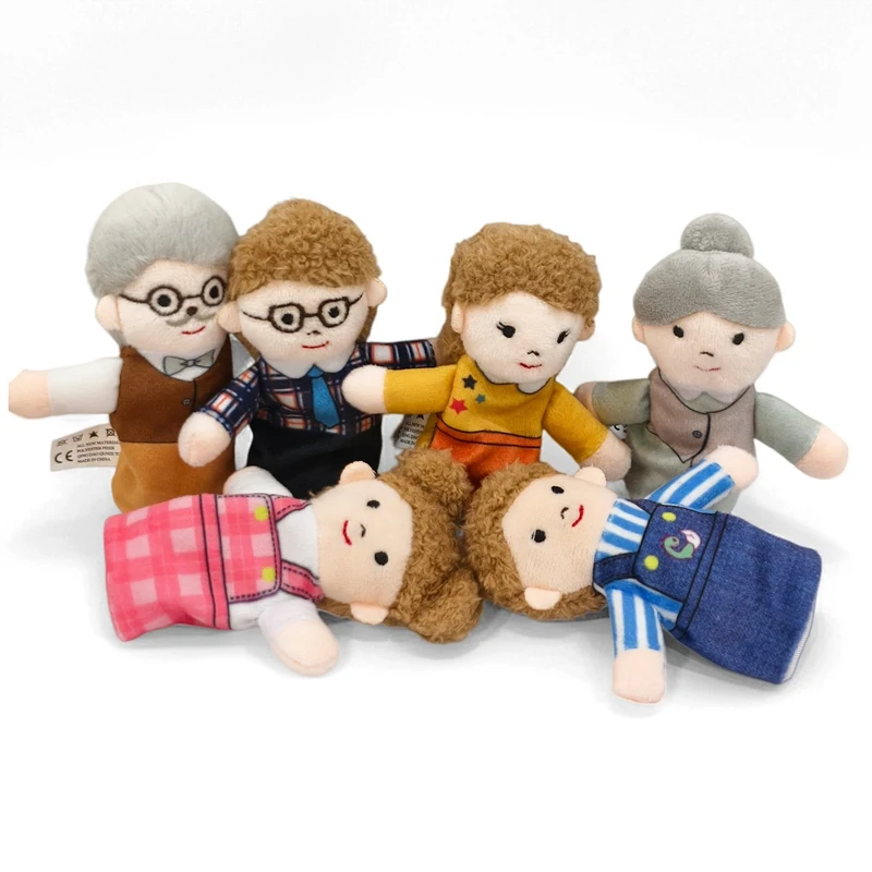 9CM Family Finger Puppets Plush Finger Toys Dolls Cartoon Child Baby Talking Story Finger Puppet Toy
