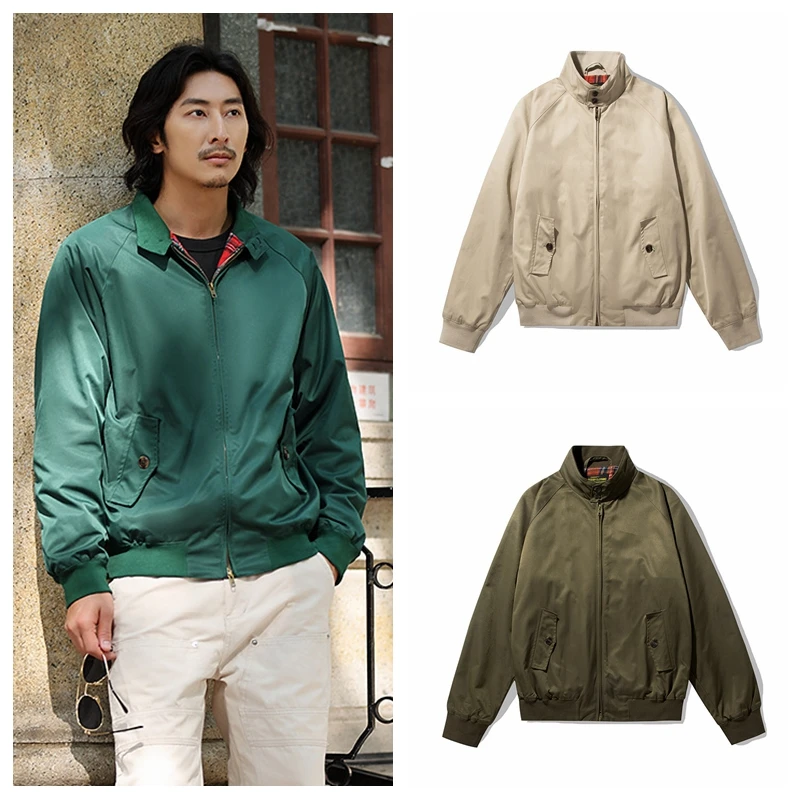 

Briti Vintage Casual Harrlington G9 Jaet Men's Sle Thiened Fce Long Sve Stand Collar Coat for Middle-aged And Y...