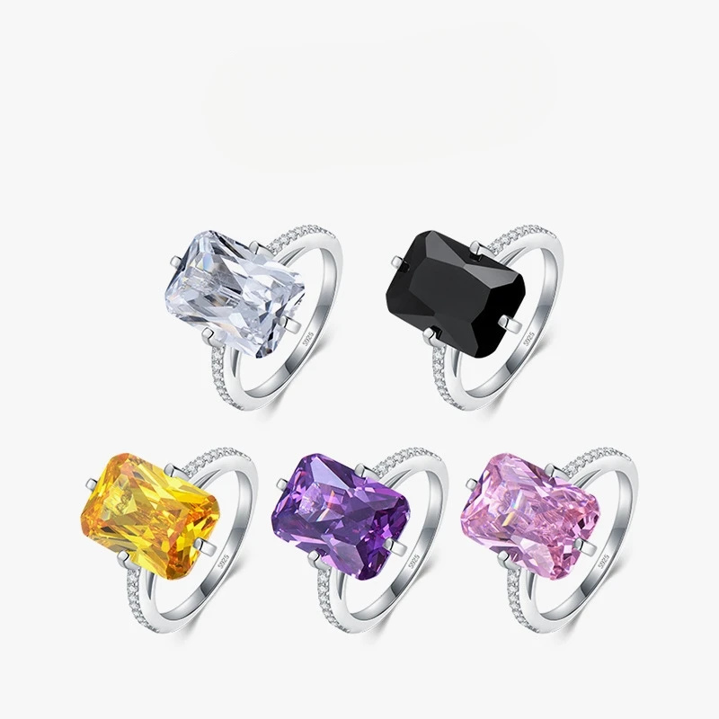 

Dawn's Jewel S925 Luxury Elegant Inlaid Rectangular Zircon Ring anillos