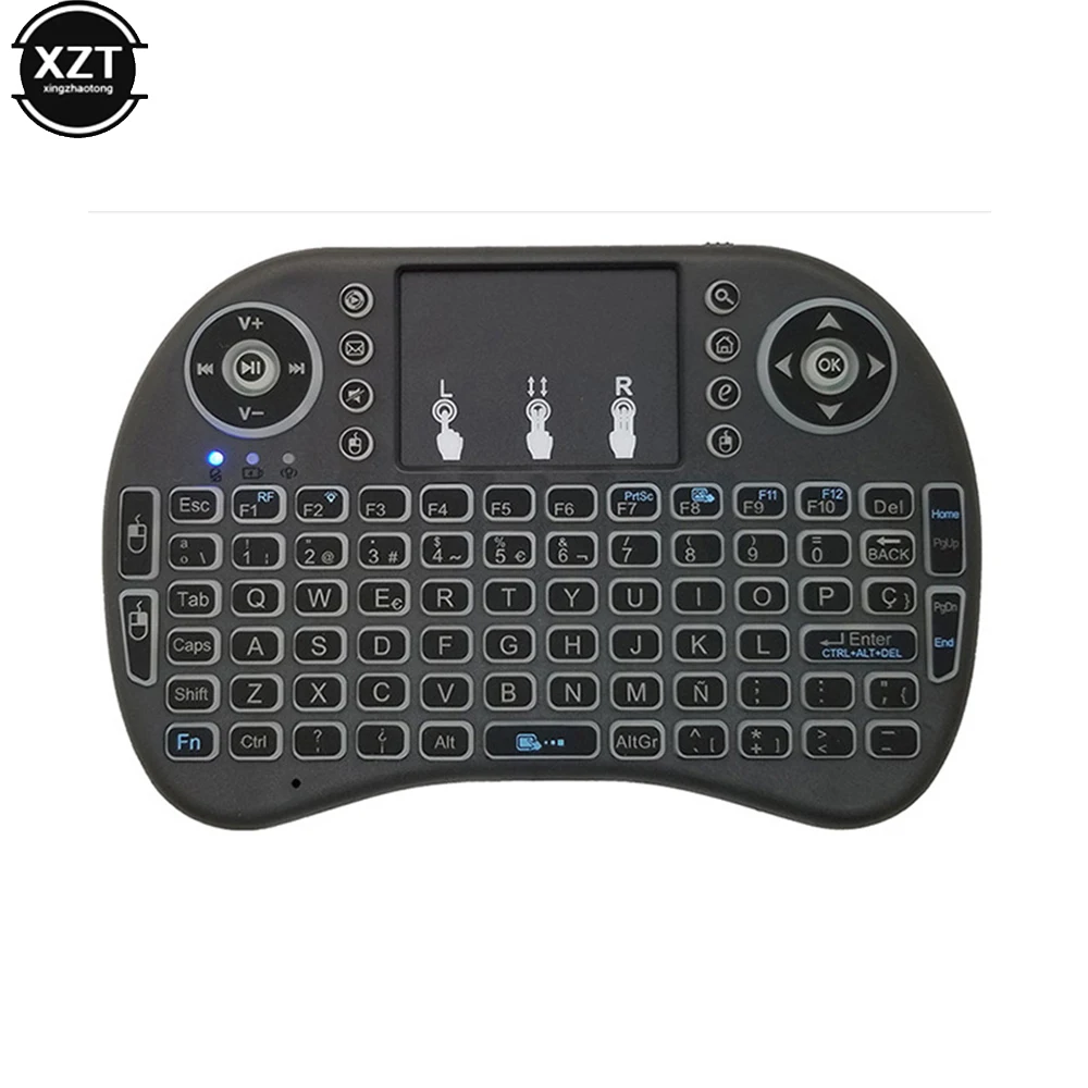 XZT i8 Spanish Backlight Mini Wireless Keyboard 2.4GHz air mouse Backlit Touchpad Handheld for Android TV BOX  Spain