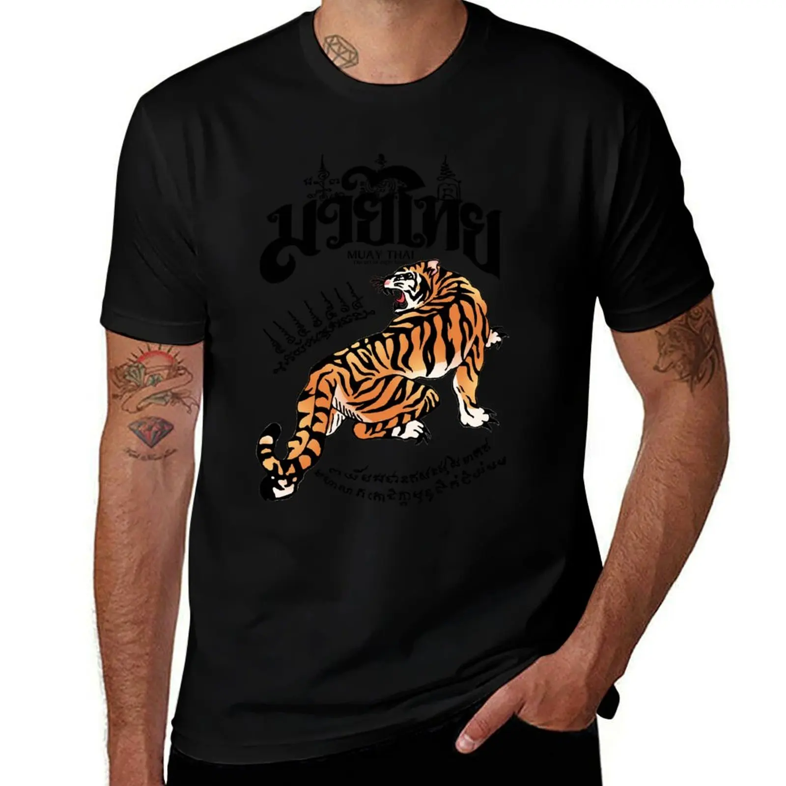 

Thai Tiger cotton brand quality shirt T-Shirt t 100% funny cotton men shirt high t shirts t Muay man luxury Yant man T-Shirt Sak