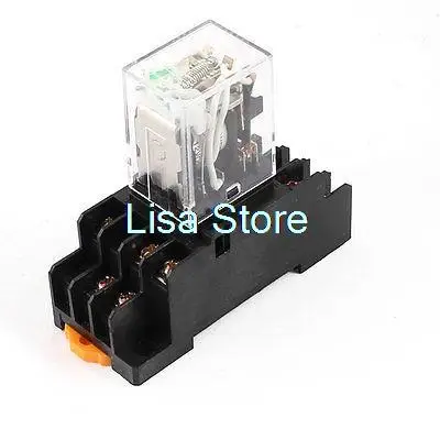 DC 12V Coil Green Indicator Light 3PDT 11 Pins Power Relay + Socket Base