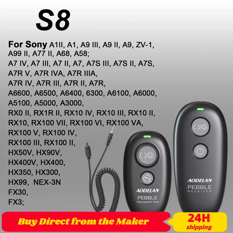 

Wireless Camera Remote Control Shutter Release For Sony A1, A7IV, A7III, A7II, A77II, A9II, A99II, FX3, FX30, ZV-1, A6100, A6500
