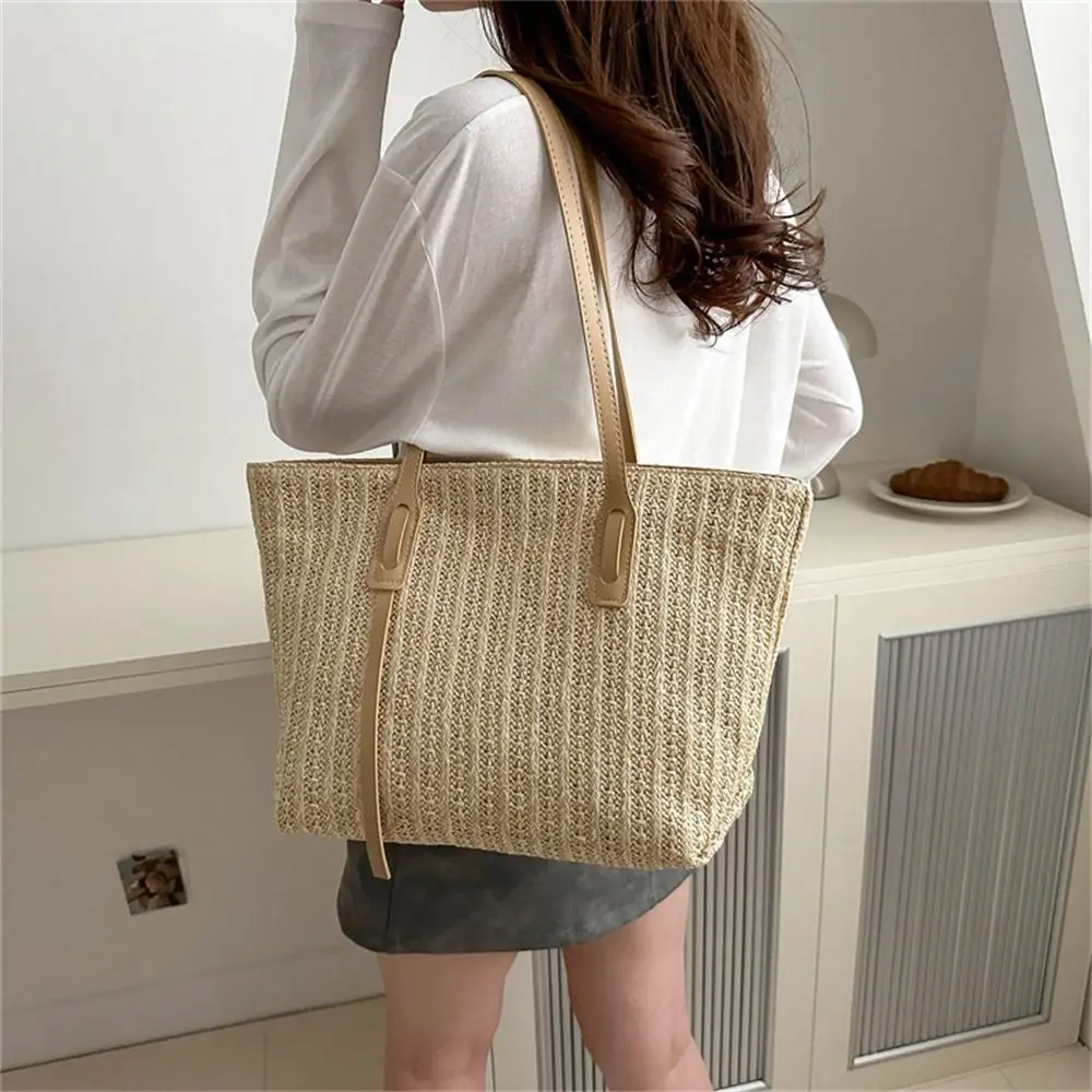 Fashion Woven Straw Bag Rattan Handmade Braid Tote Bags Large Capacity Big Handbags for Women Girls