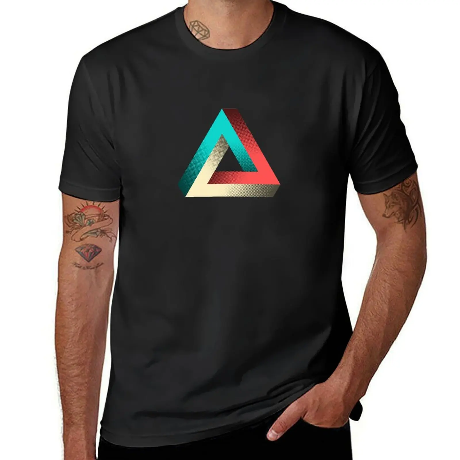 Impossible Penrose Triangle Illusion Design T-Shirt tops summer top hippie clothes for a boy fitted t shirts for men