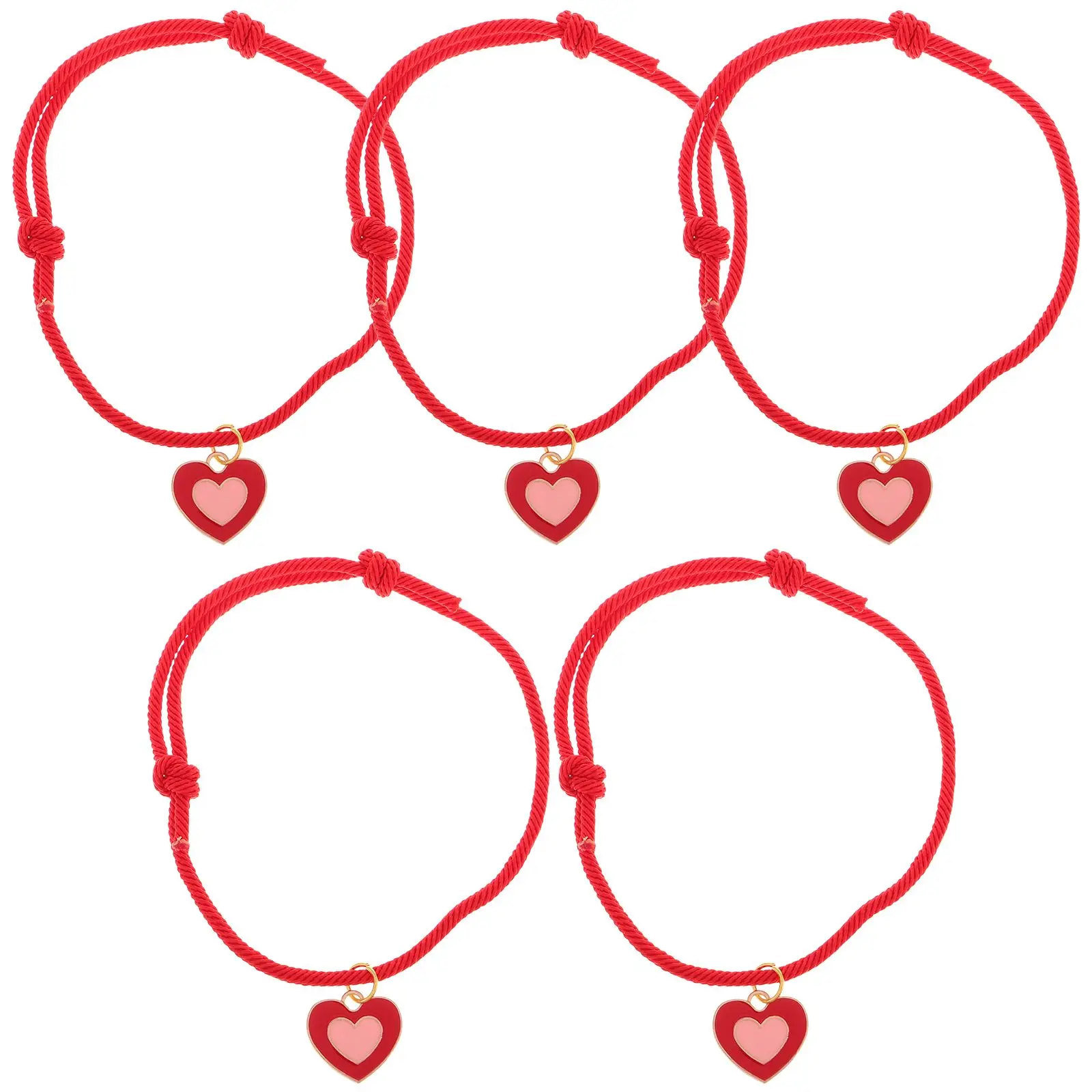 

5 Pcs Cat Collar Necklace Knitted Pet The Bell Red Milanese Rope with Pearl Pendant