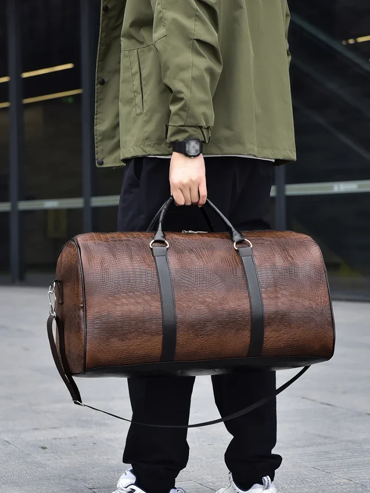 Retro-Reisetasche mit Krokodilstruktur und großem Fassungsvermögen – langlebiges Unisex-Urlaubsgepäck, vielseitiges Geschenk für Männer und Frauen