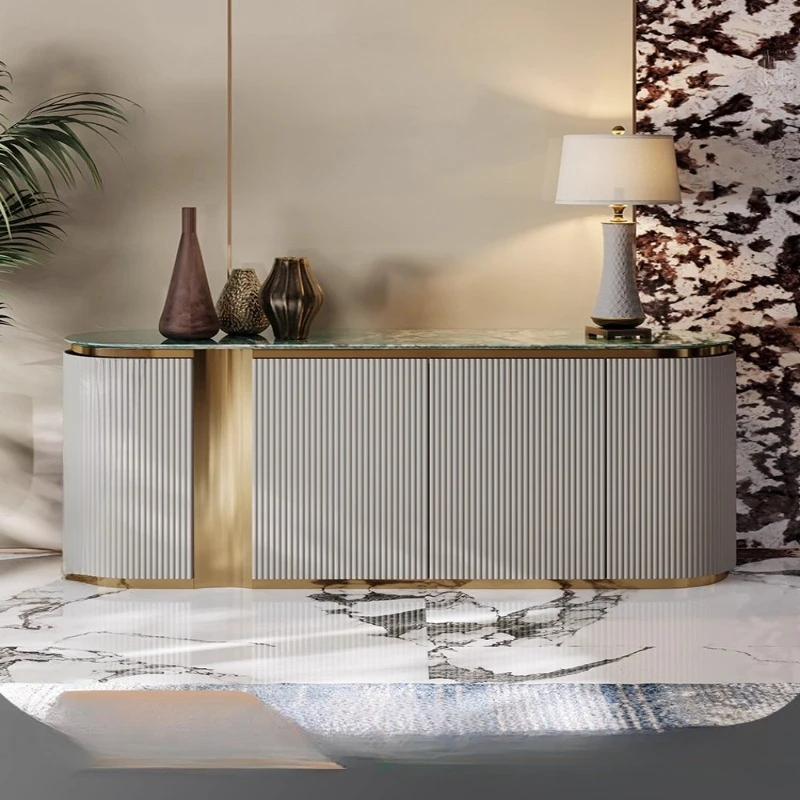 

Light luxury dining side cabinets, storage shoe cabinets, high-end gray entrance cabinets for Italian postmodern marble restau